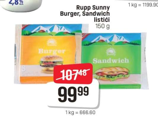 Rupp Sunny Burger, Sandwich