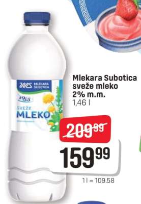 Mlekara Subotica sveže mleko 2% m.m.