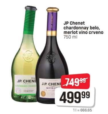 JP Chenet chardonnay belo, merlot vino crveno