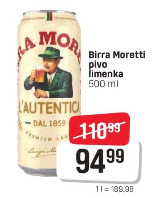 Birra Moretti pivo limenka