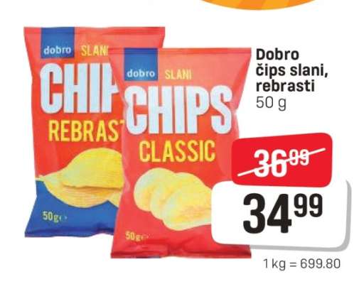 Dobro čips slani, rebrasti