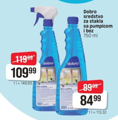 Dobro sredstvo za stakla sa pumpicom i bez