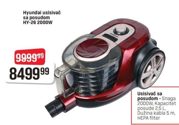 Hyundai usisivač sa posudom HY-26 2000W