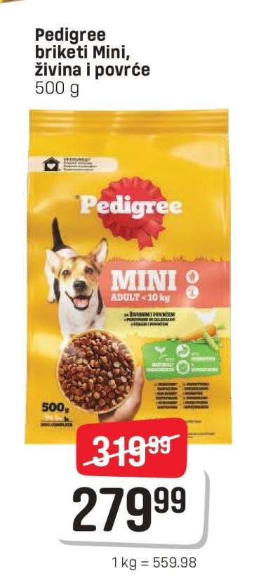 Pedigree briketi Mini, žiвina i povrće