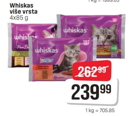 Whiskas više vrsta 4x85 g