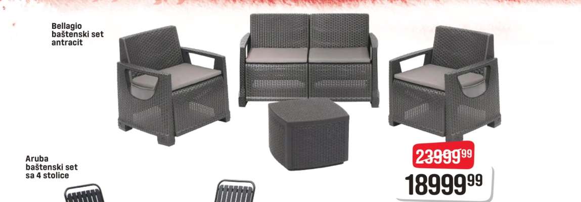 Bellagio baštenski set antracit