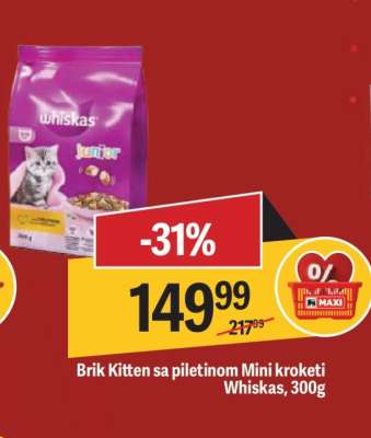 Brik Kitten sa piletinom Mini kroketi Whiskas, 300g