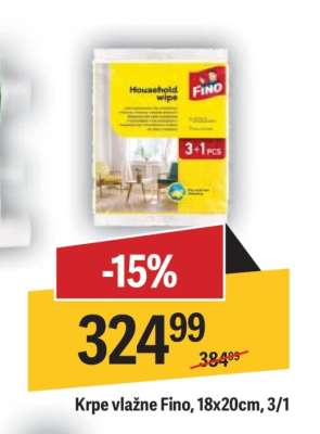 Krpe vlažne Fino 18x20cm 3/1