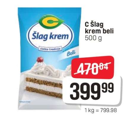 C šlag krem beli