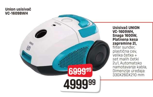 Union usisivač VC - 1609BWH