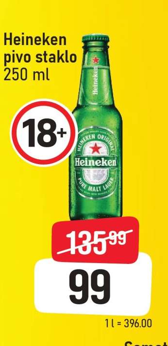 Heineken pivo staklo 250 ml
