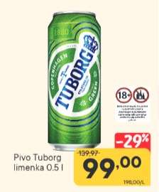Pivo Tuborg limenka 0,5 l