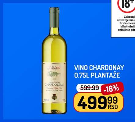 Vino Chardonnay 0.75l Plantaže