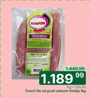 Ćureći file od grudi vakuum Vindija 1kg