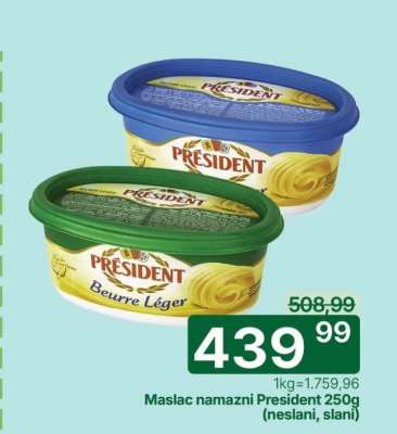 Maslac namazni President 250g (neslani, slani)