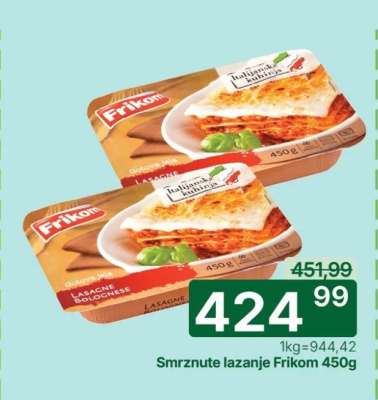 Smrznute lazanje Frikom 450g