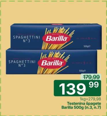 Testenina špagete Barilla 500g (n.3, n.7)