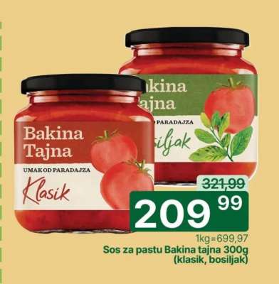 Sos za pastu Bakina tajna 300g (klasik, bosiljak)