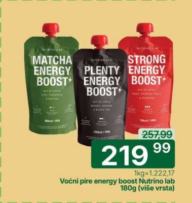 Voćni pire energy boost Nutrino lab 180g (više vrsta)