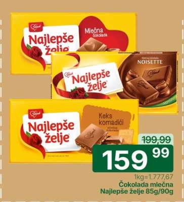 Čokolada mlečna Najlepše želje 85g/90g