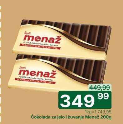 Čokolada za jelo i kuvanje Menaž 200g