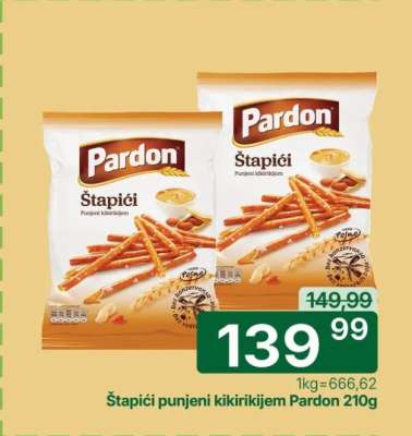 Štapići punjeni kikirikijem Pardon , 210g