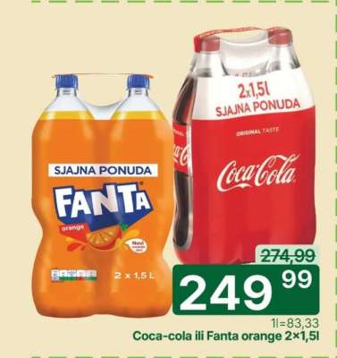 Coca-cola ili Fanta orange 2×1,5l