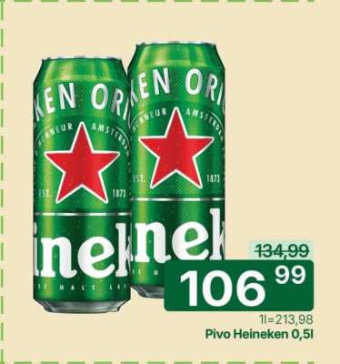 Pivo Heineken 0,5l