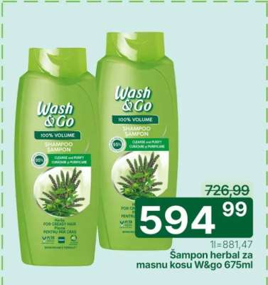 Šampon herbal za masnu kosu W&go 675ml