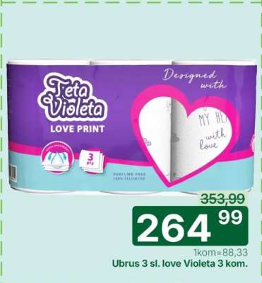 Ubrus 3 sl. love Violeta 3 kom.