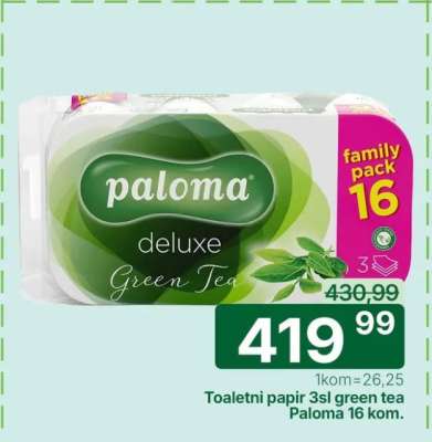 Toaletni papir 3sl green tea Paloma 16 kom.