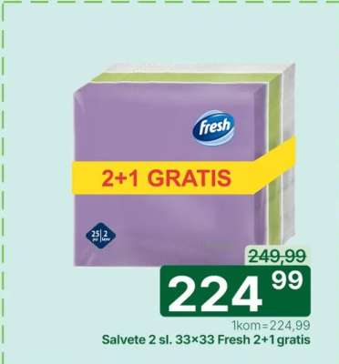Salvete 2 sl. 33×33 Fresh 2+1 gratis