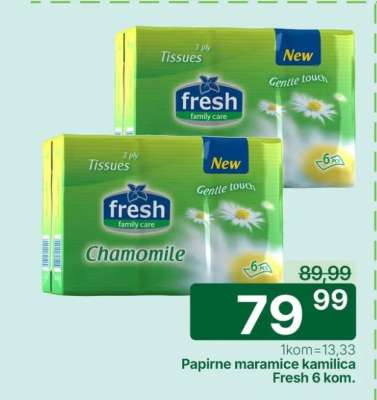 Papirne maramice kamilica Fresh 6 kom.