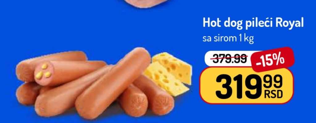 Hot dog pileći Royal sa sirom 1 kg