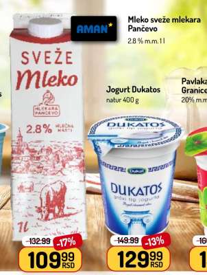 Mleko sveže mlekara Pančevo