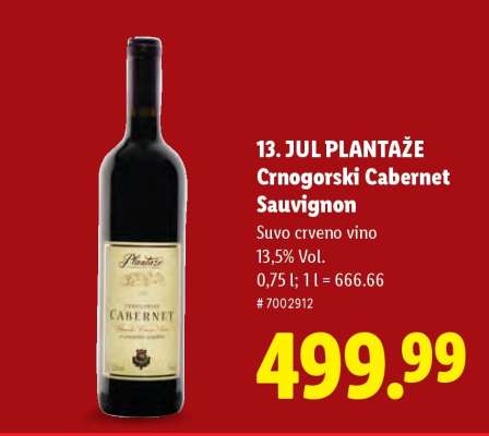 13. JUL PLANTAŽE Crnogorski Cabernet Sauvignon