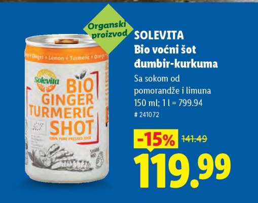 SOLEVITA Bio voćni šot đumbir-kurkuma