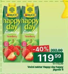 Voćni nektar Happy day happy jagoda 1l