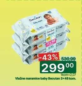 Vlažne maramice baby Becutan 3x48 kom.