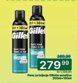 Pena za brijanje Gillette sensitive 200ml + 100ml