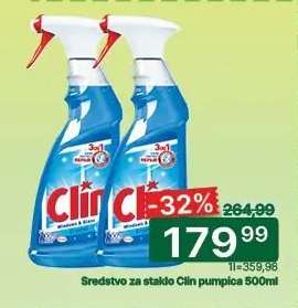 Sredstvo za staklo Clin pumpica 500ml