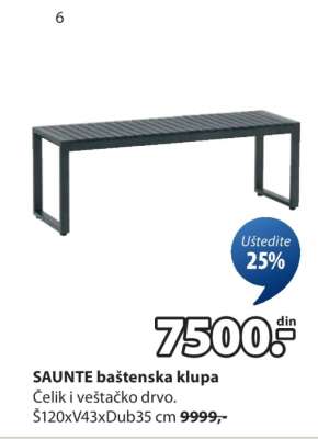 SAUNTE BAŠTENSKA KLUPA