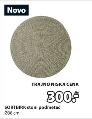 SORTBIRK stoni podmetač