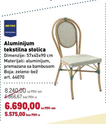 Aluminijum tekstilna stolica