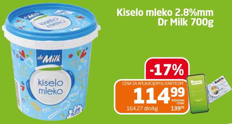 Kiselo mleko 2.8%mm Dr Milk 700g
