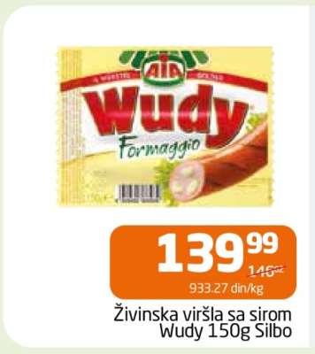 Živinska viršla sa sirom Wudy 150g Silbo