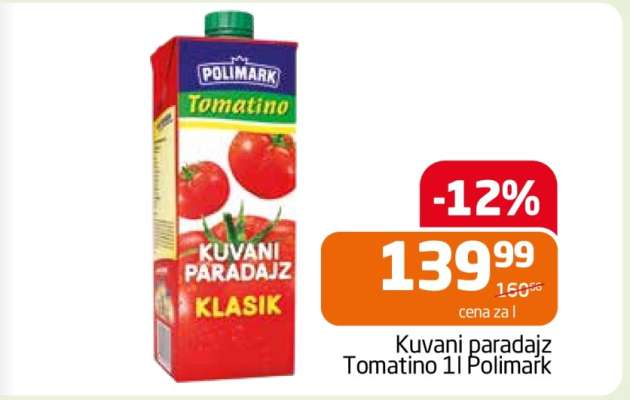 Kuvani paradajz Tomatino 1l Polimark