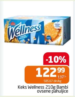 Keks Wellness 210g Bambi ovsene pahuljice
