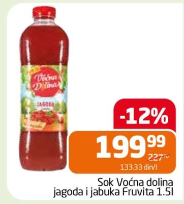 Sok Voćna dolina jagoda i jabuka Fruvita 1.5l