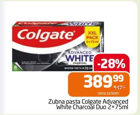 Zubna pasta Colgate Advanced White Charcoal Duo 2×75ml